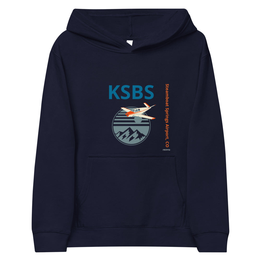 KSBS Steamboat Springs Airport CO - VTail Bonanza Kids fleece hoodie