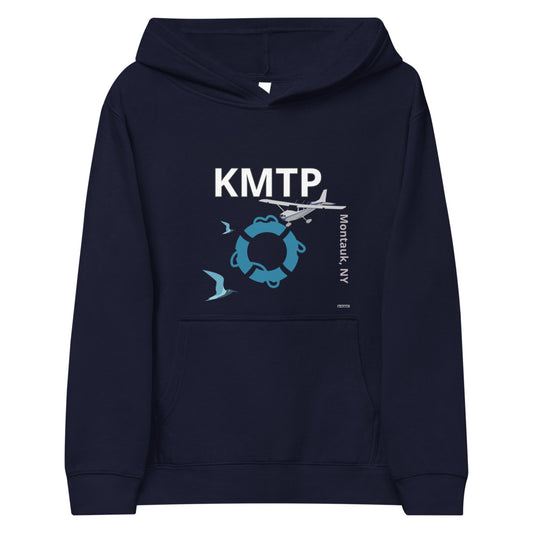 KMTP Montauk NY Cessna 172 Aviation Nautical Kids Fleece Hoodie