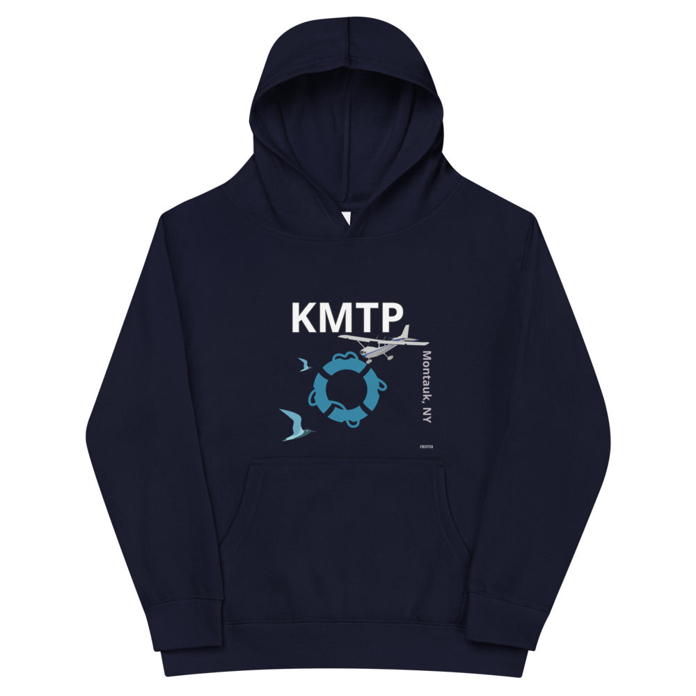 KMTP Montauk NY Cessna 172 Aviation Nautical Kids Fleece Hoodie