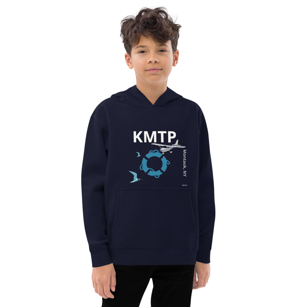 KMTP Montauk NY Cessna 172 Aviation Nautical Kids Fleece Hoodie