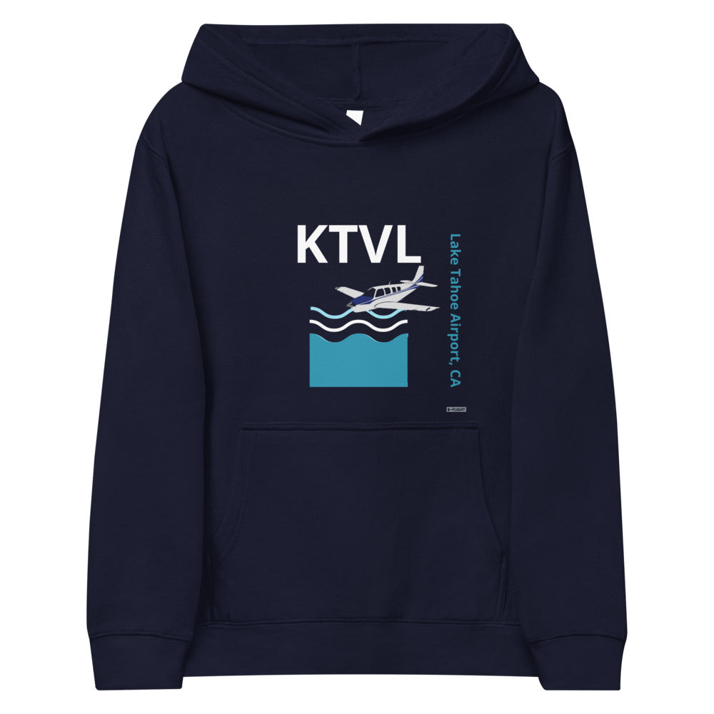 KTVL Lake Tahoe Retro Aviation Bonanza A36 Kids fleece hoodie