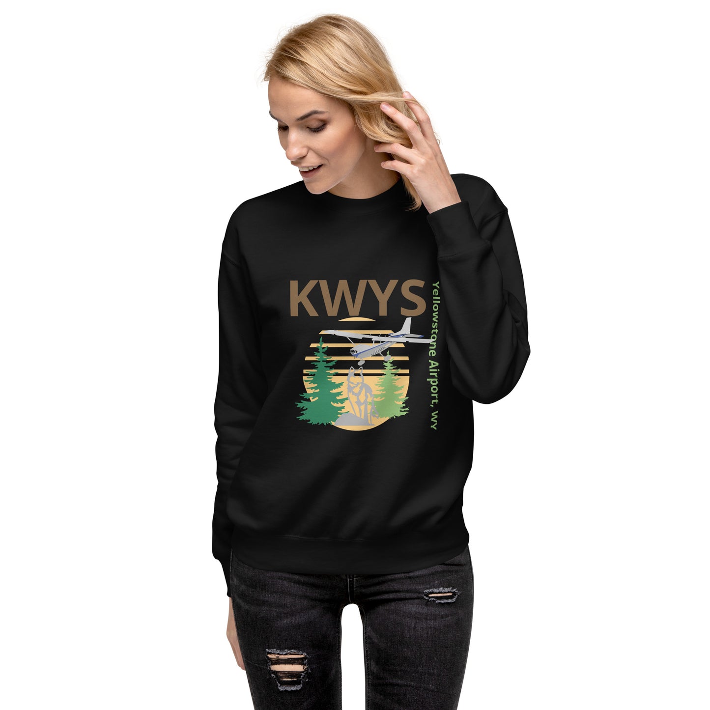 KWYS Yellowstone Airport, WY Retro Unisex Fleece Pullover - Cessna 172