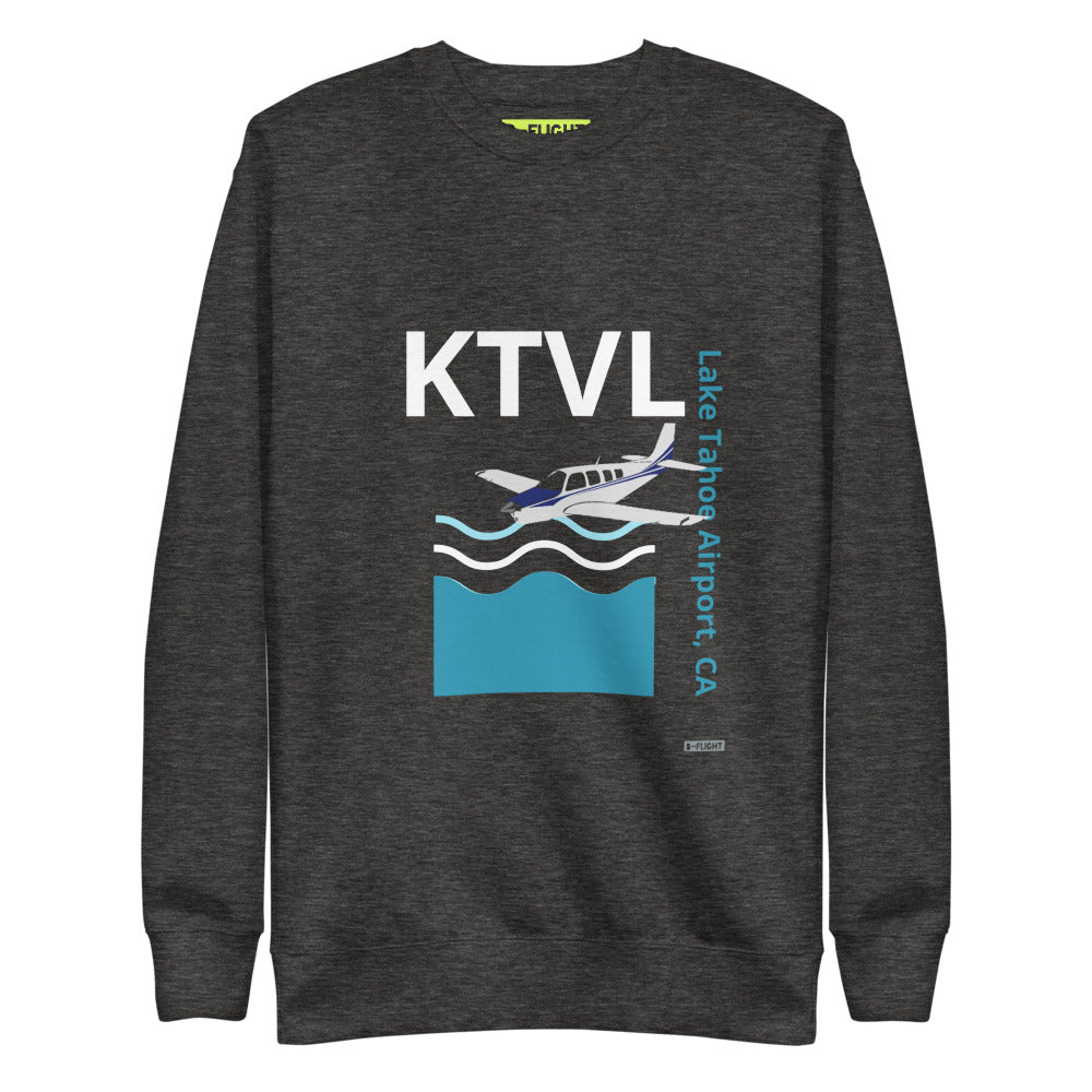 KTVL Lake Tahoe Airport, CA - Retro Unisex Fleece Pullover- Bonanza A36