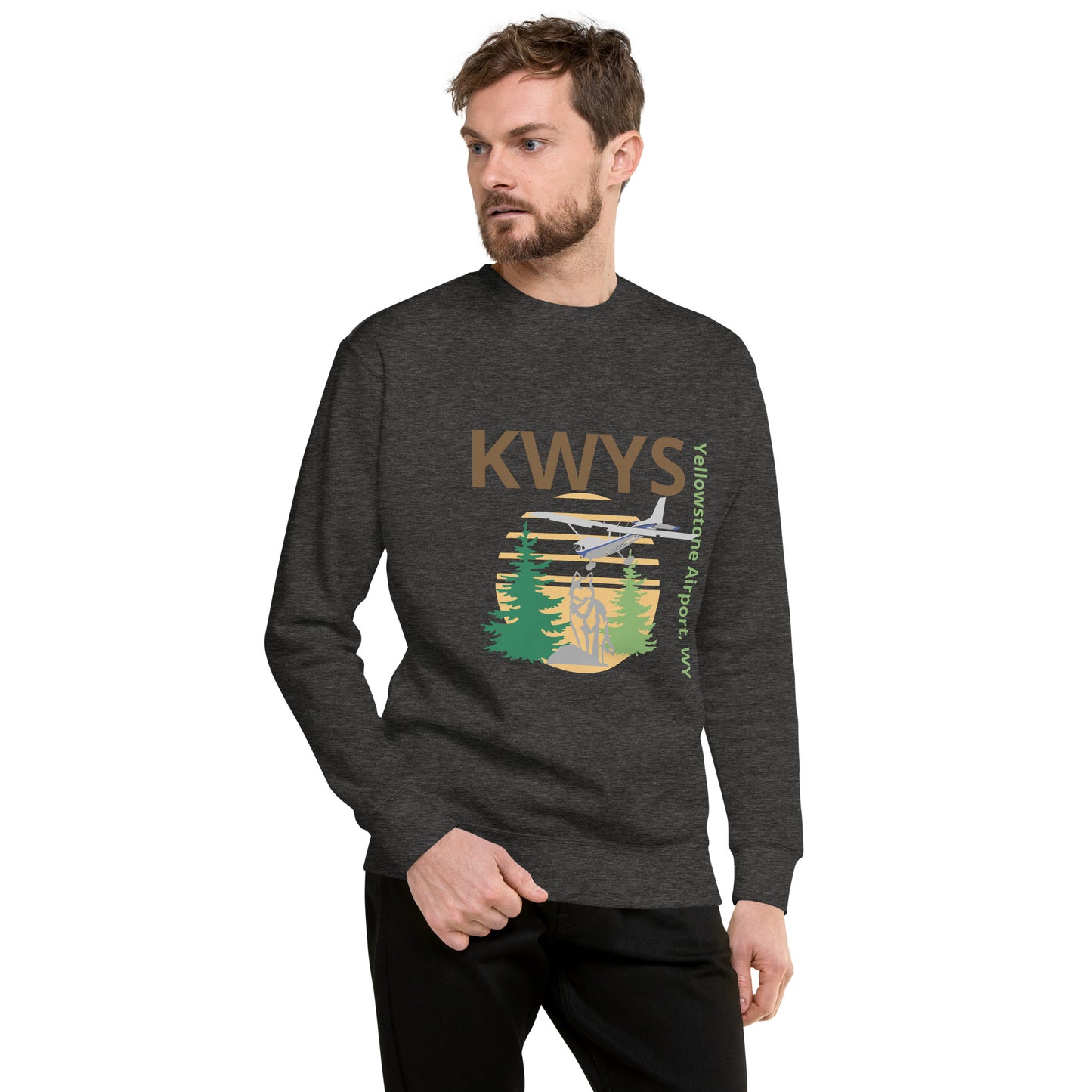 KWYS Yellowstone Airport, WY Retro Unisex Fleece Pullover - Cessna 172