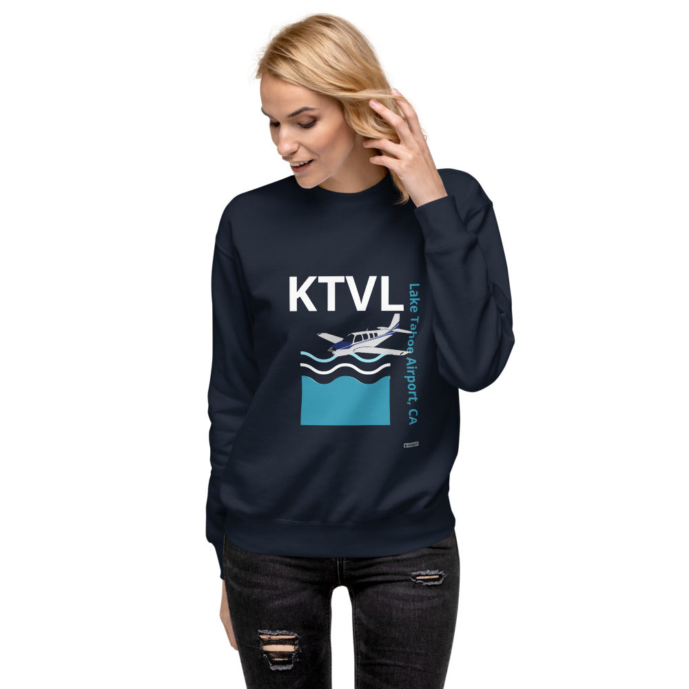 KTVL Lake Tahoe Airport, CA - Retro Unisex Fleece Pullover- Bonanza A36