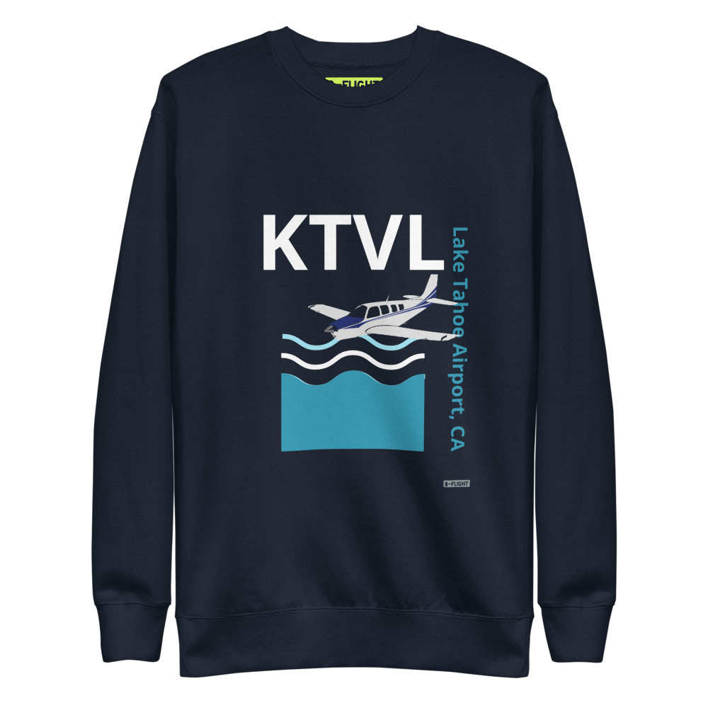 KTVL Lake Tahoe Airport, CA - Retro Unisex Fleece Pullover- Bonanza A36