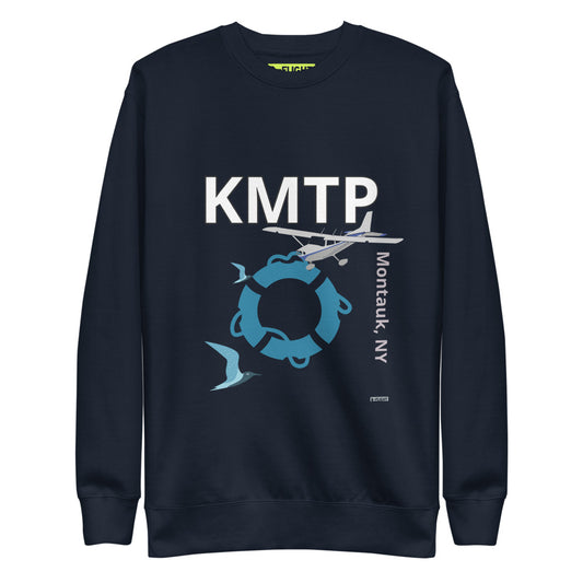 KMTP Montauk Airport, NY - Nautical Retro Unisex Fleece Pullover - CESSNA 172