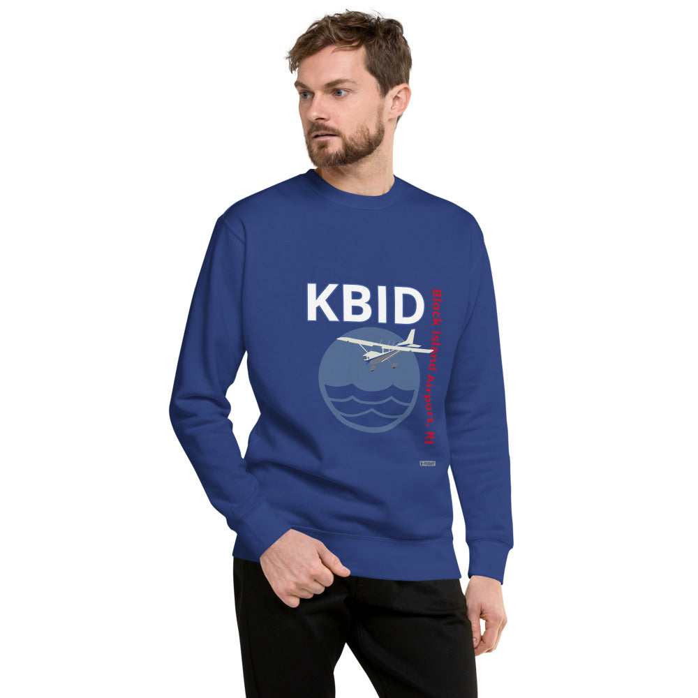 KBID Block Island Airport, RI - Retro Unisex Fleece Pullover Cessna 172