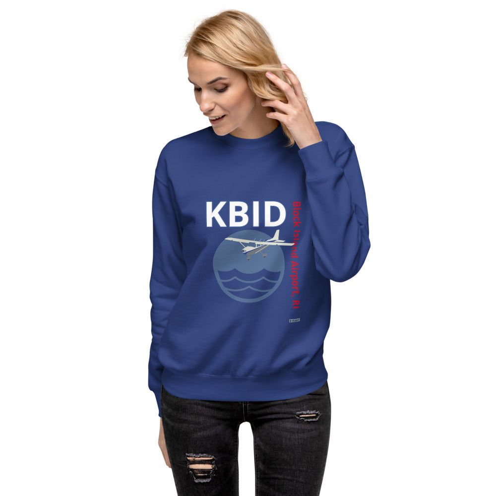 KBID Block Island Airport, RI - Retro Unisex Fleece Pullover Cessna 172