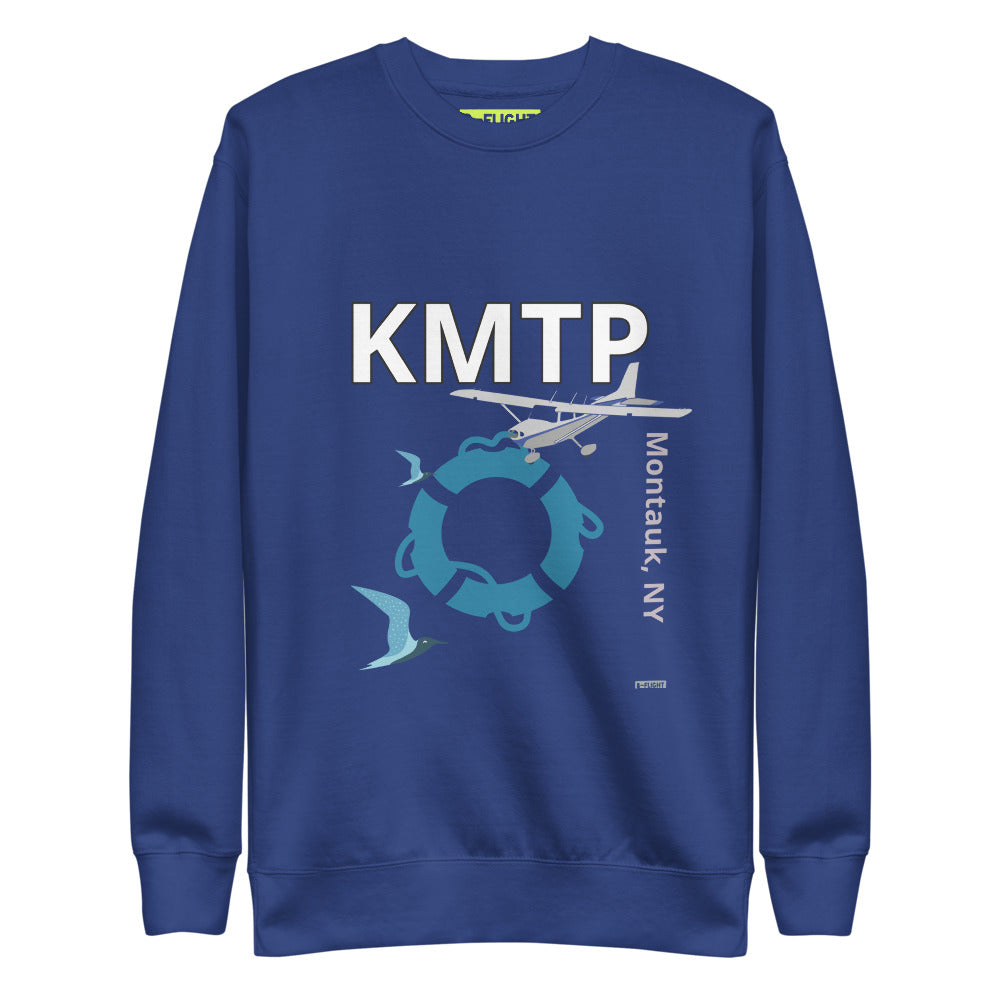 KMTP Montauk Airport, NY - Nautical Retro Unisex Fleece Pullover - CESSNA 172