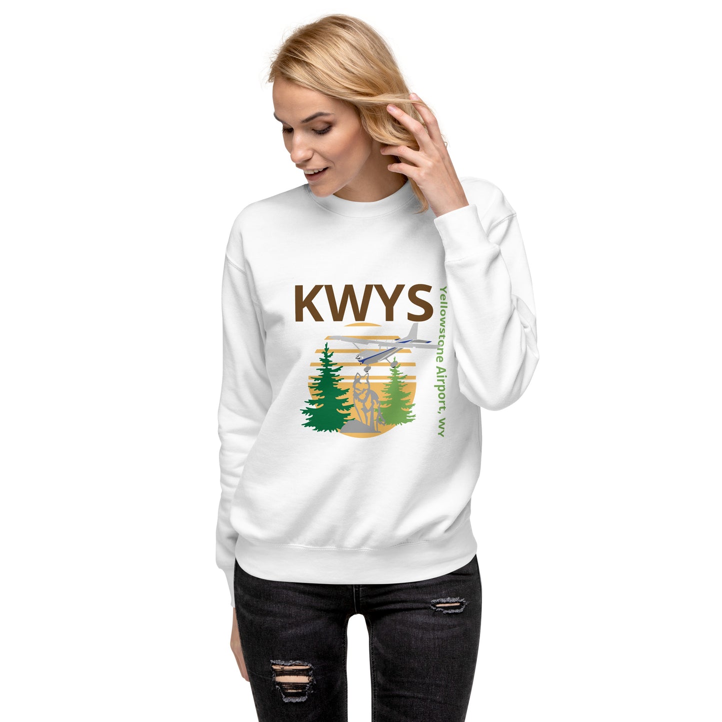 KWYS Yellowstone Airport, WY Retro Unisex Fleece Pullover - Cessna 172