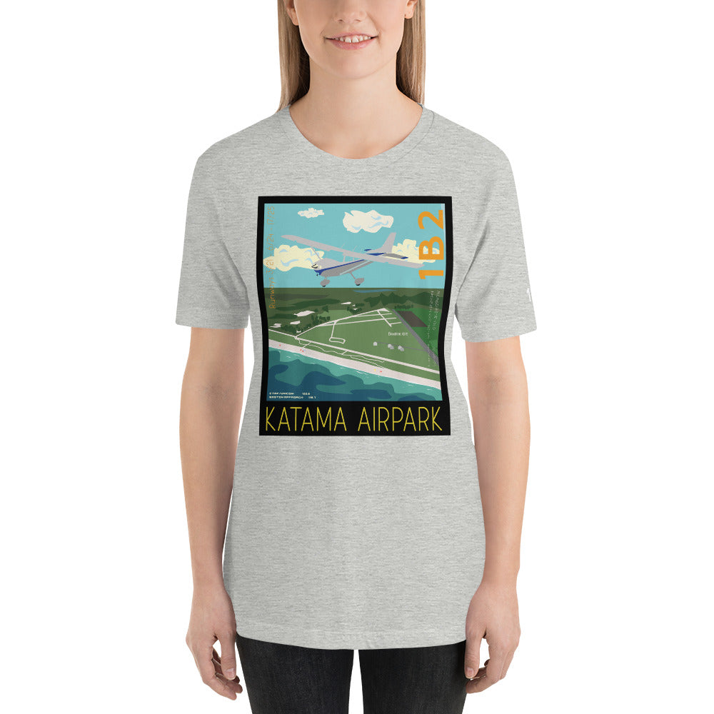 CESSNA 172 Skyhawk  Katama Airpark, Martha's Vineyard Vintage Short-sleeve unisex t-shirt - 1B2 Sleeve airport code