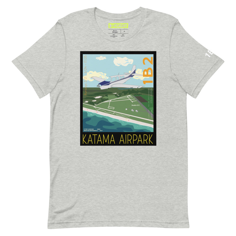 BONANZA A36 Katama Airpark, Martha's Vineyard Vintage Short-sleeve unisex t-shirt - 1B2 Sleeve airport code