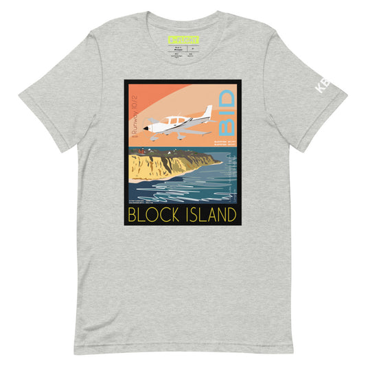 CIRRUS Block Island Airport, RI Vintage Short-sleeve unisex t-shirt - KBID Sleeve airport code