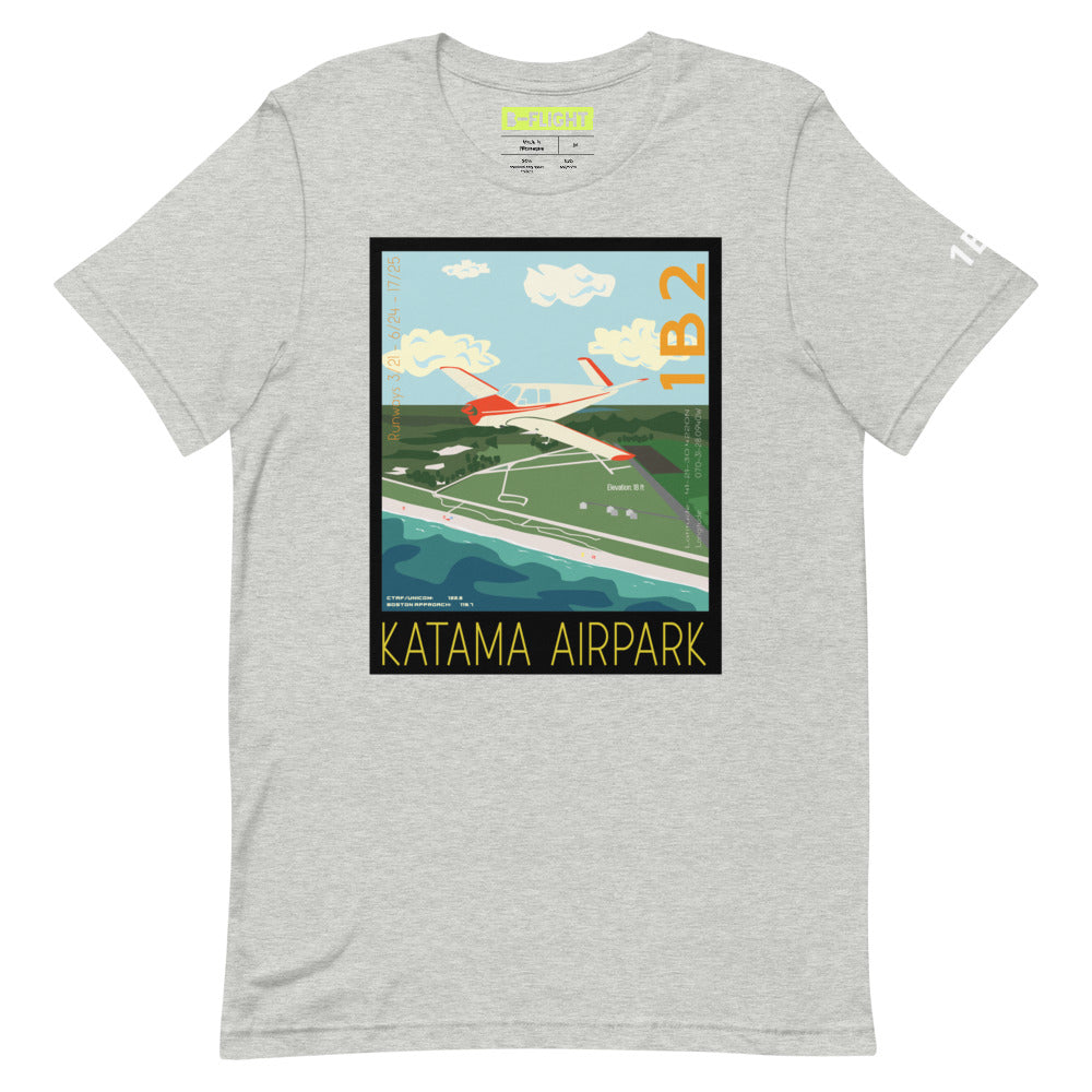 V-TAIL BONANZA Katama Airpark, Martha's Vineyard - Vintage Short-Sleeve Unisex Tee shirt - 1B2 Sleeve airport code