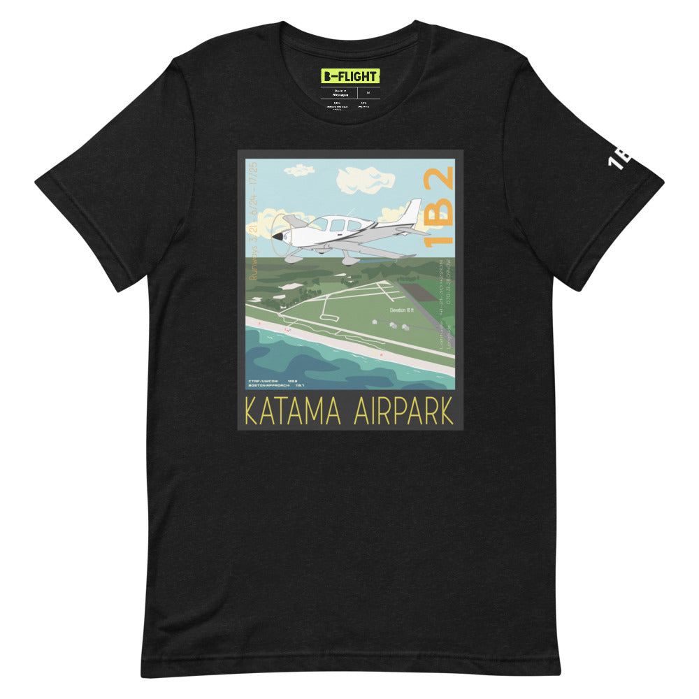 CIRRUS Katama Airpark, Martha's Vineyard Vintage Short-sleeve unisex t-shirt - 1B2 Sleeve airport code