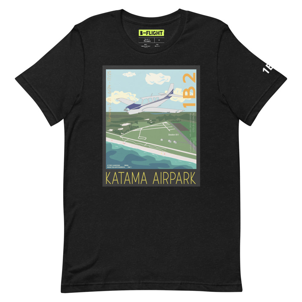 BONANZA A36 Katama Airpark, Martha's Vineyard Vintage Short-sleeve unisex t-shirt - 1B2 Sleeve airport code