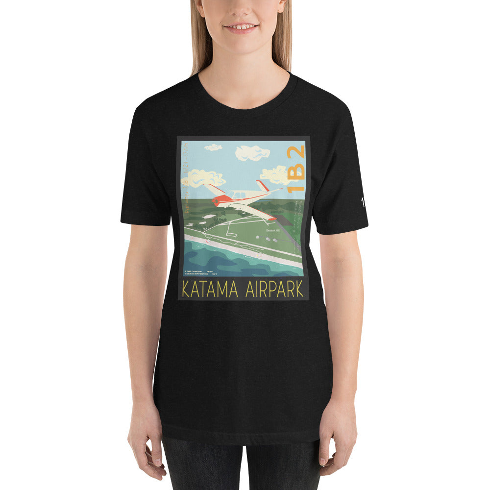 V-TAIL BONANZA Katama Airpark, Martha's Vineyard - Vintage Short-Sleeve Unisex Tee shirt - 1B2 Sleeve airport code