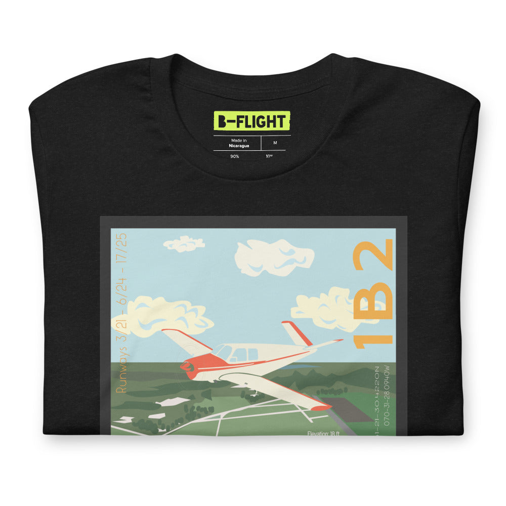 V-TAIL BONANZA Katama Airpark, Martha's Vineyard - Vintage Short-Sleeve Unisex Tee shirt - 1B2 Sleeve airport code