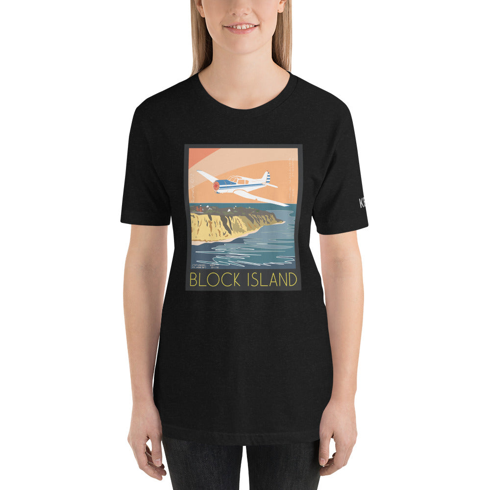 YAK 18T Block Island, RI Vintage Short-sleeve unisex t-shirt - KBID Sleeve airport code