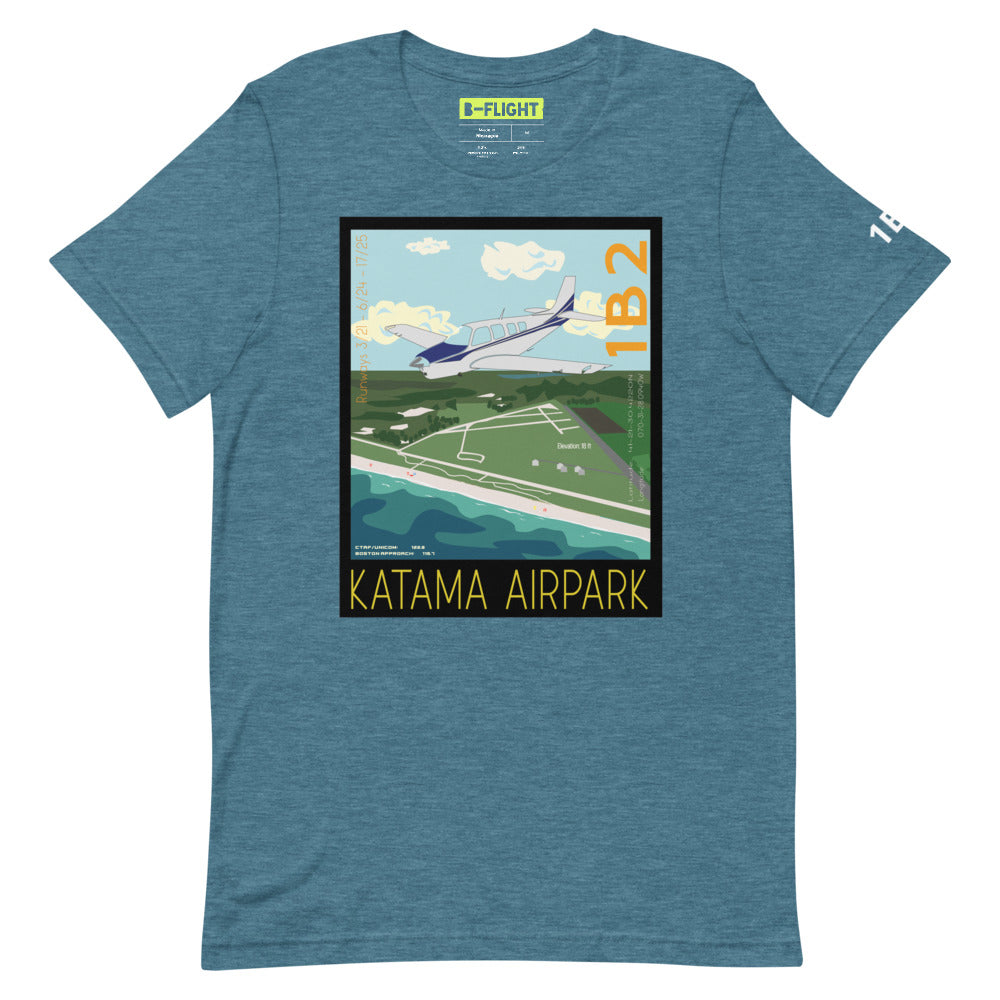 BONANZA A36 Katama Airpark, Martha's Vineyard Vintage Short-sleeve unisex t-shirt - 1B2 Sleeve airport code