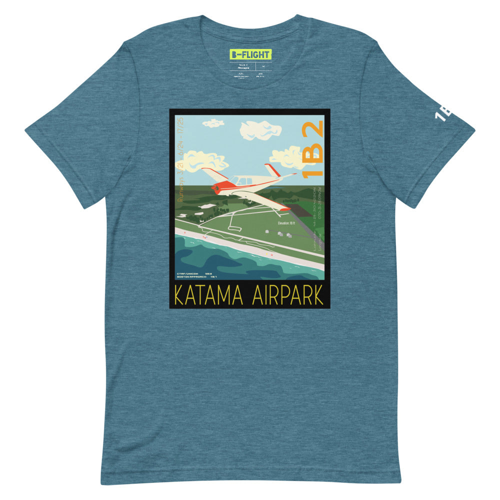 V-TAIL BONANZA Katama Airpark, Martha's Vineyard - Vintage Short-Sleeve Unisex Tee shirt - 1B2 Sleeve airport code