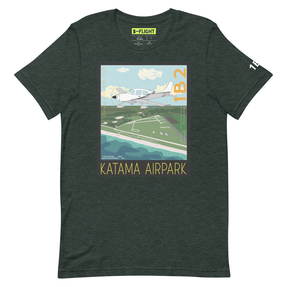 CIRRUS Katama Airpark, Martha's Vineyard Vintage Short-sleeve unisex t-shirt - 1B2 Sleeve airport code