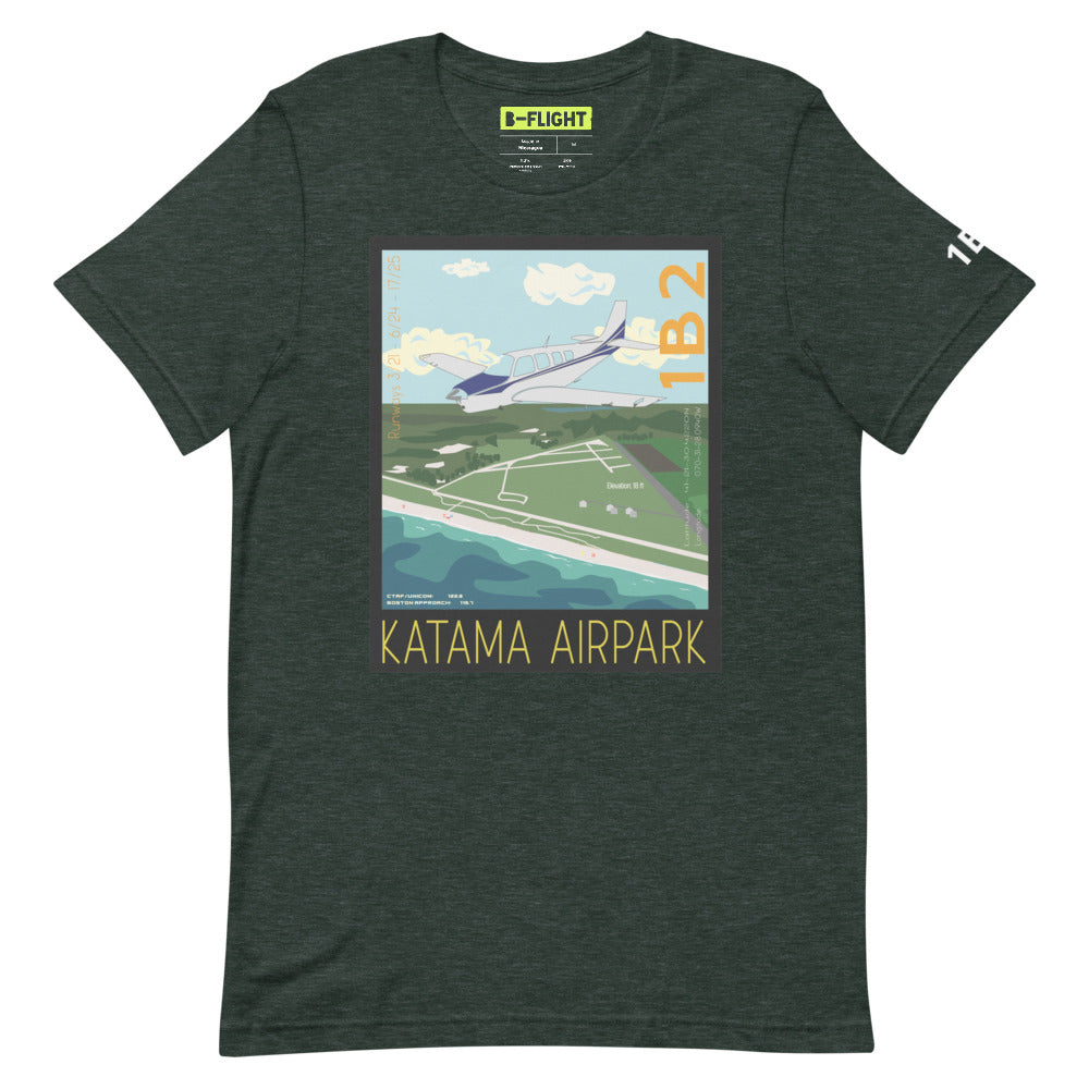 BONANZA A36 Katama Airpark, Martha's Vineyard Vintage Short-sleeve unisex t-shirt - 1B2 Sleeve airport code