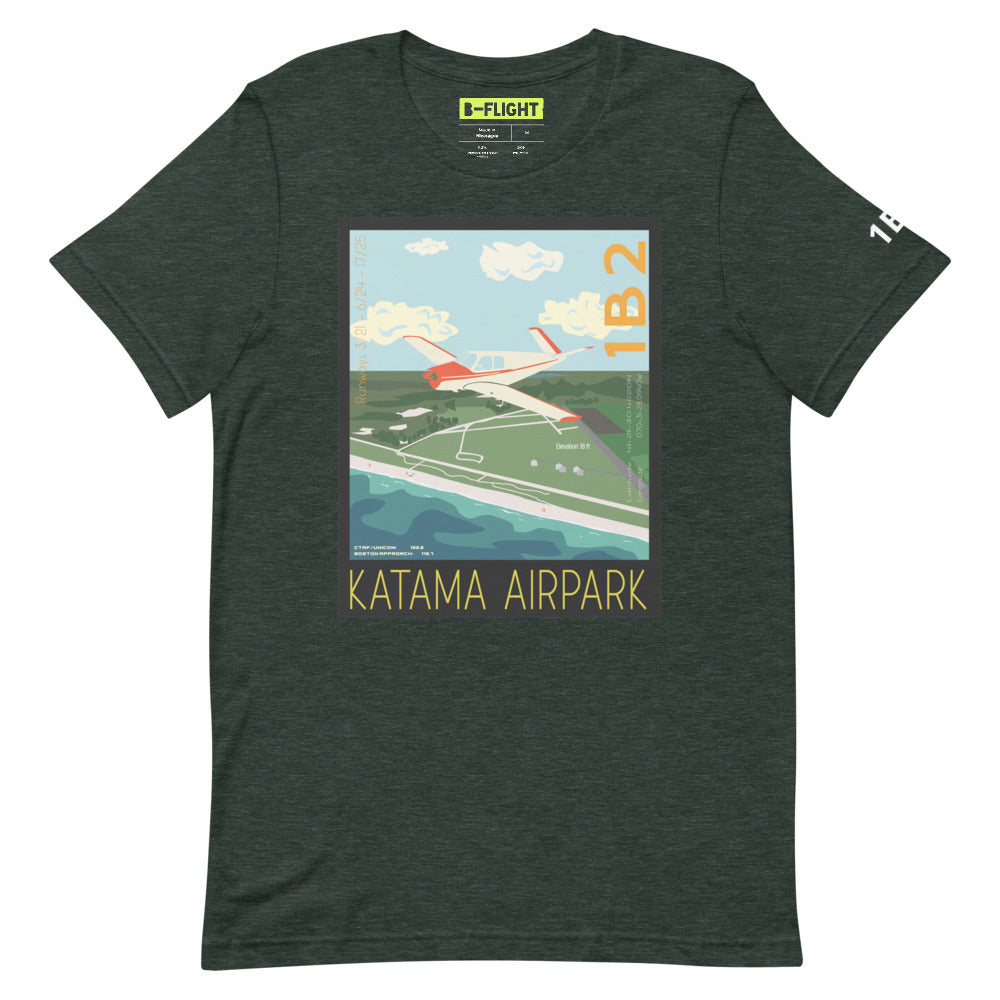 V-TAIL BONANZA Katama Airpark, Martha's Vineyard - Vintage Short-Sleeve Unisex Tee shirt - 1B2 Sleeve airport code