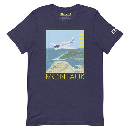 BONANZA A36 Montauk Airport , NY Vintage Short-sleeve unisex t-shirt - KMTP Sleeve airport code