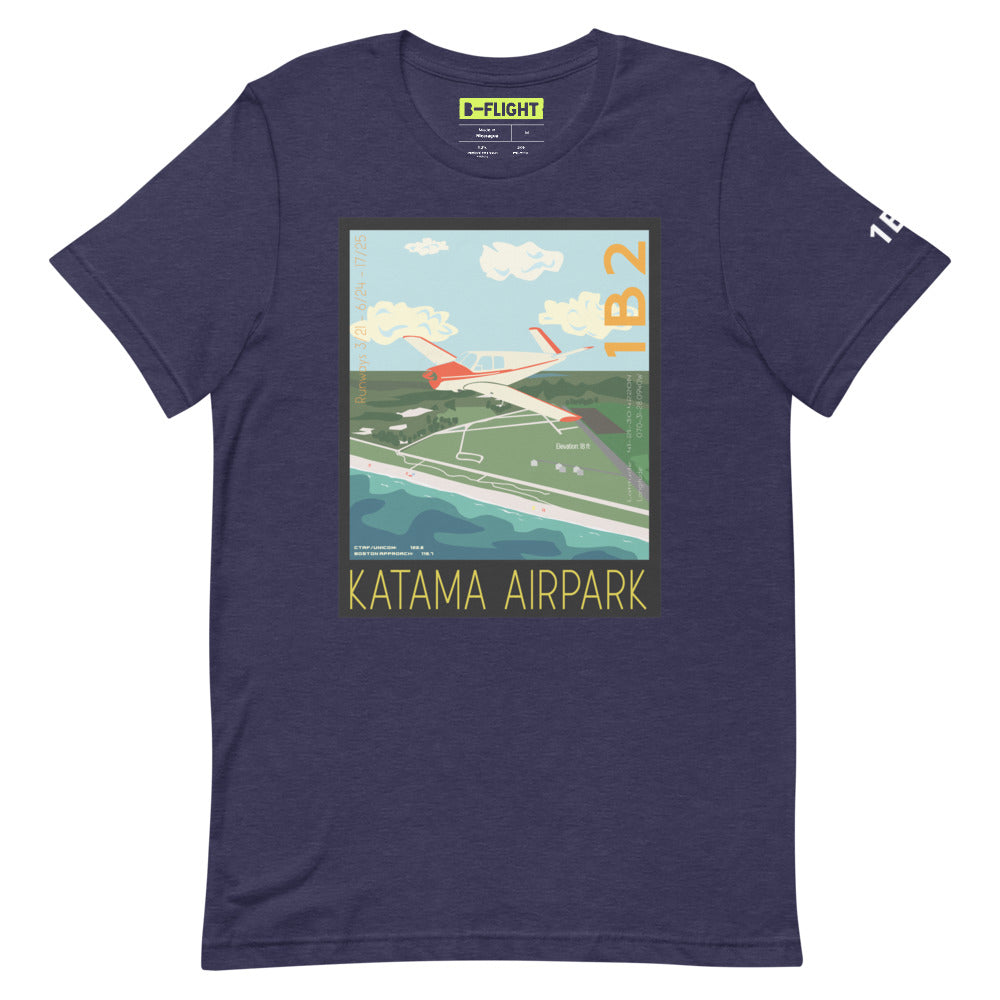 V-TAIL BONANZA Katama Airpark, Martha's Vineyard - Vintage Short-Sleeve Unisex Tee shirt - 1B2 Sleeve airport code