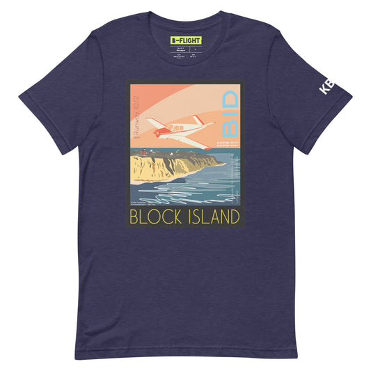 V-TAIL BONANZA Bloock Island Airport - Vintage Short-sleeve unisex t-shirt - KBID Sleeve airport code