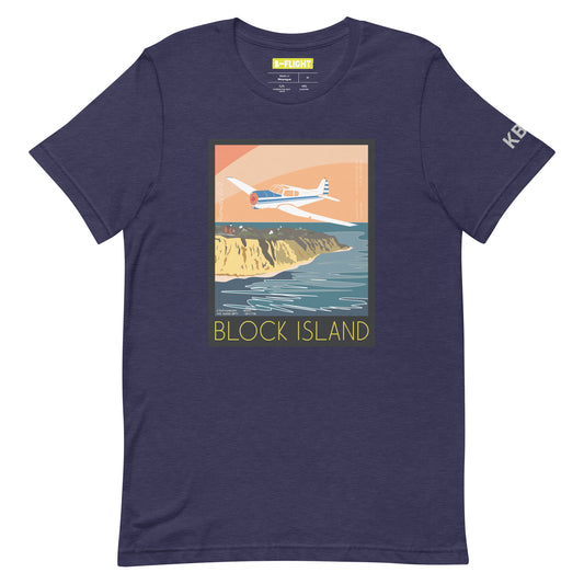 YAK 18T Block Island, RI Vintage Short-sleeve unisex t-shirt - KBID Sleeve airport code