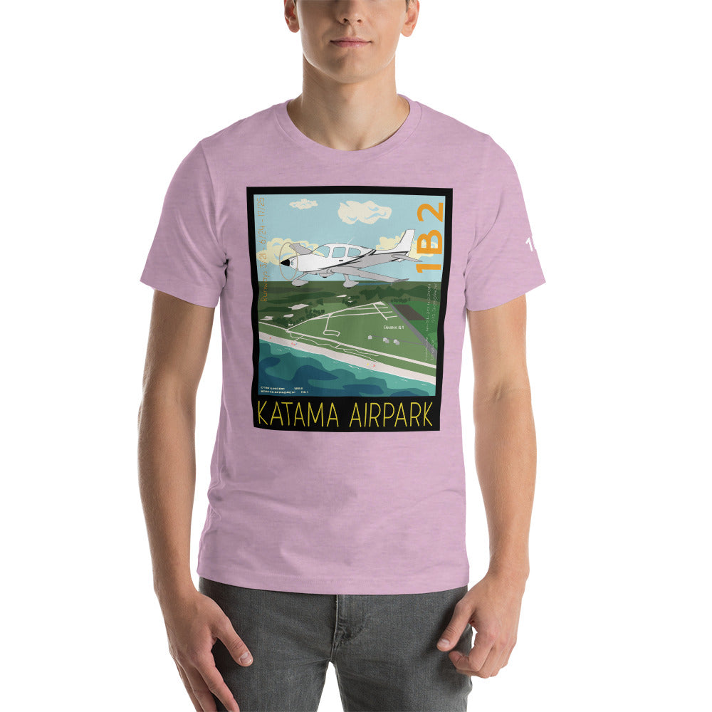 CIRRUS Katama Airpark, Martha's Vineyard Vintage Short-sleeve unisex t-shirt - 1B2 Sleeve airport code