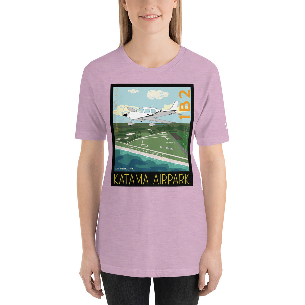 CIRRUS Katama Airpark, Martha's Vineyard Vintage Short-sleeve unisex t-shirt - 1B2 Sleeve airport code