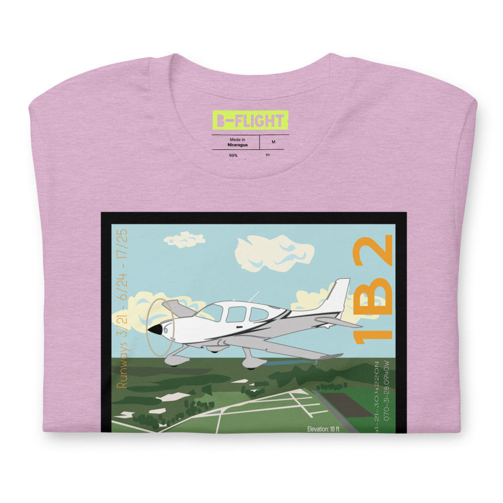 CIRRUS Katama Airpark, Martha's Vineyard Vintage Short-sleeve unisex t-shirt - 1B2 Sleeve airport code