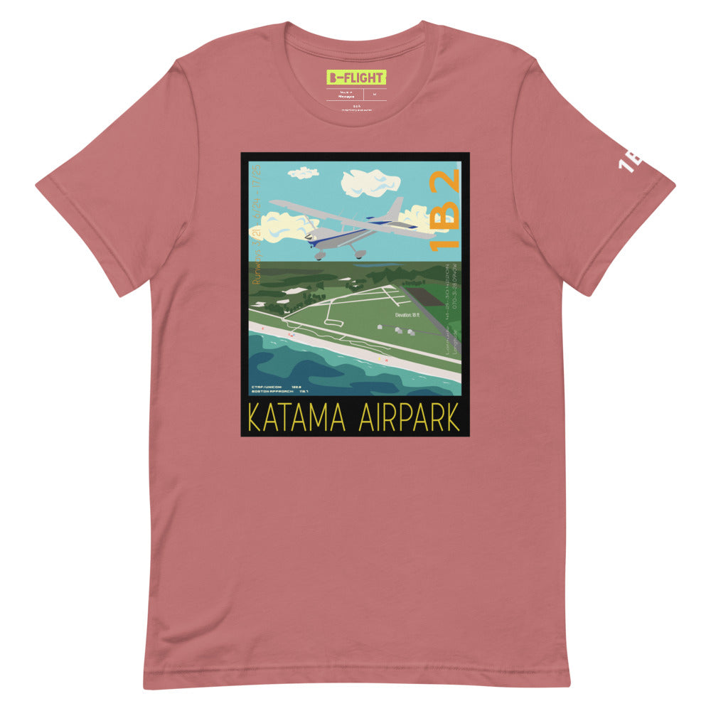 CESSNA 172 Skyhawk  Katama Airpark, Martha's Vineyard Vintage Short-sleeve unisex t-shirt - 1B2 Sleeve airport code