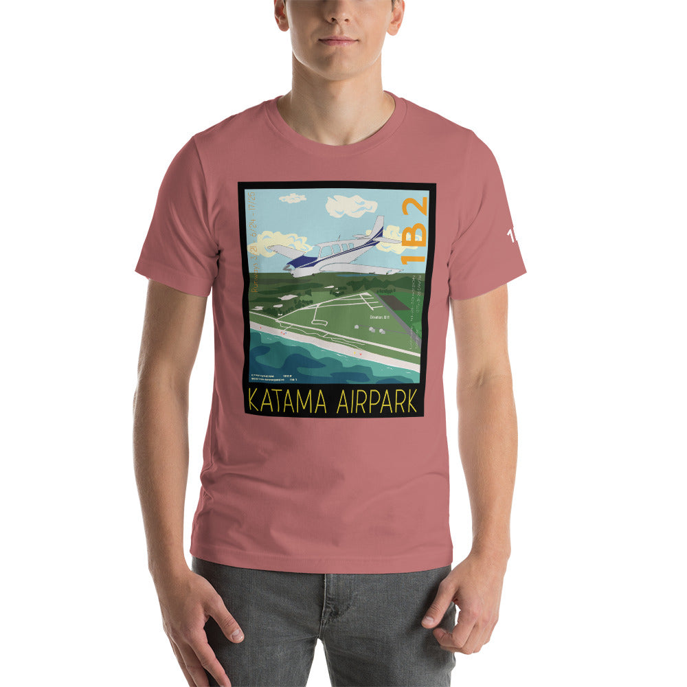 BONANZA A36 Katama Airpark, Martha's Vineyard Vintage Short-sleeve unisex t-shirt - 1B2 Sleeve airport code