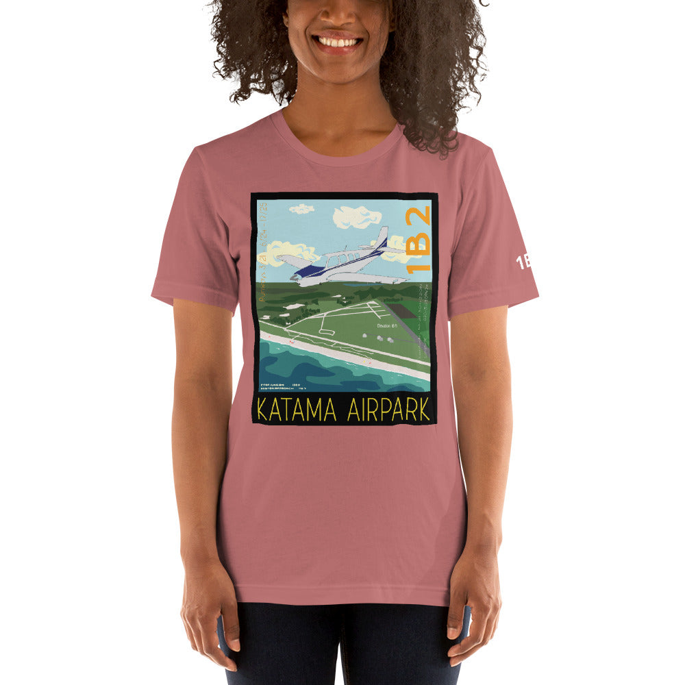 BONANZA A36 Katama Airpark, Martha's Vineyard Vintage Short-sleeve unisex t-shirt - 1B2 Sleeve airport code