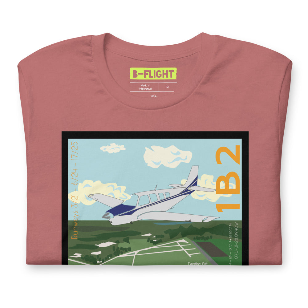 BONANZA A36 Katama Airpark, Martha's Vineyard Vintage Short-sleeve unisex t-shirt - 1B2 Sleeve airport code