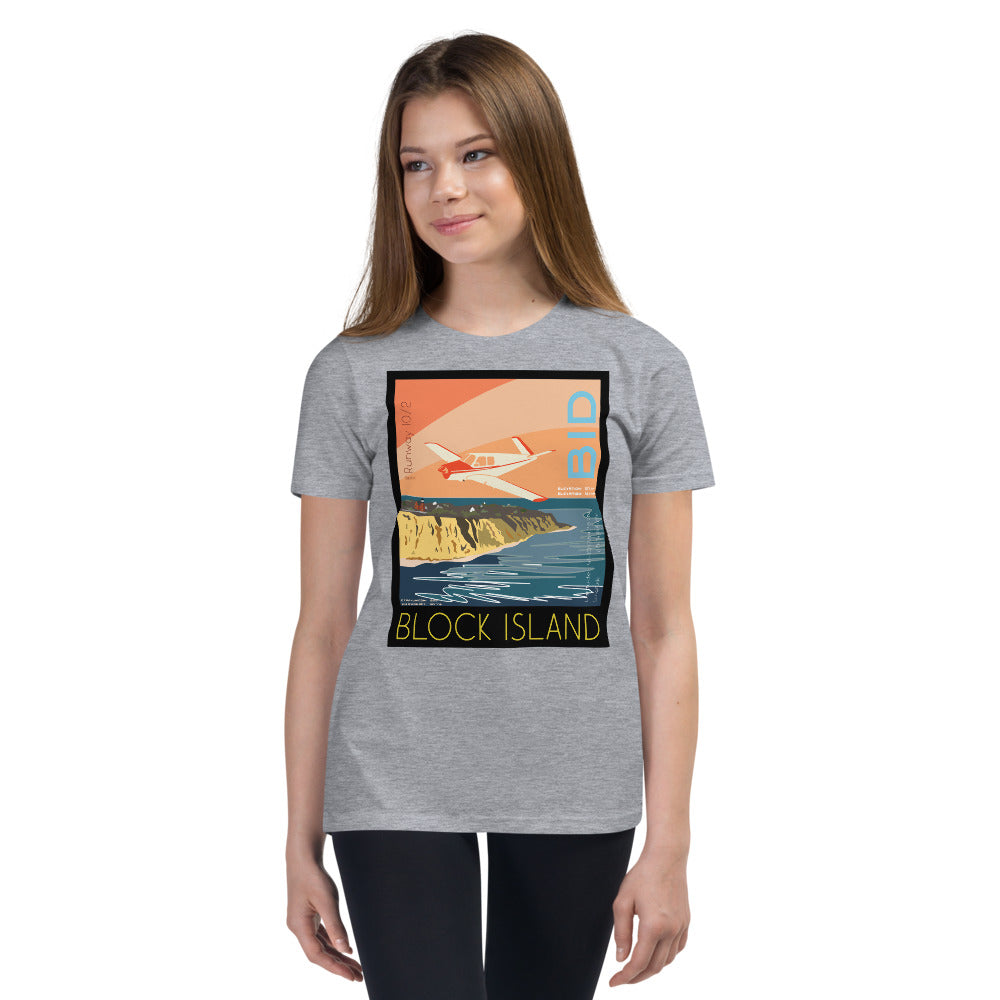 V-TAIL BONANZA - Block Island Airport BID - Vintage Aviation - Kids Short Sleeve Tee