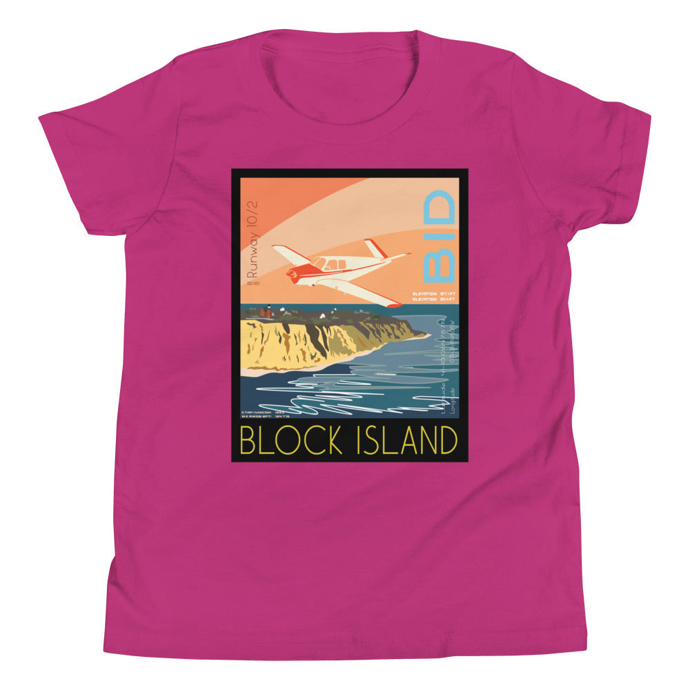 V-TAIL BONANZA - Block Island Airport BID - Vintage Aviation - Kids Short Sleeve Tee