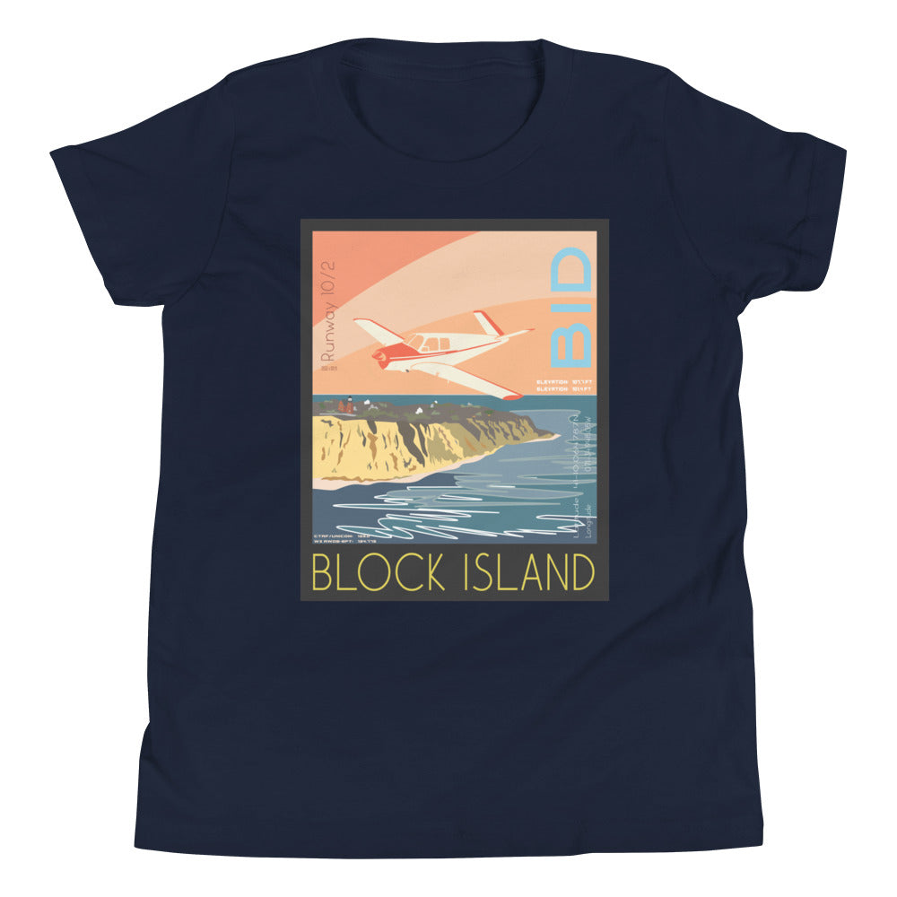 V-TAIL BONANZA - Block Island Airport BID - Vintage Aviation - Kids Short Sleeve Tee